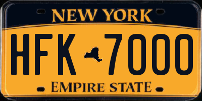 NY license plate HFK7000