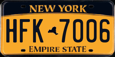 NY license plate HFK7006