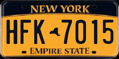 NY license plate HFK7015