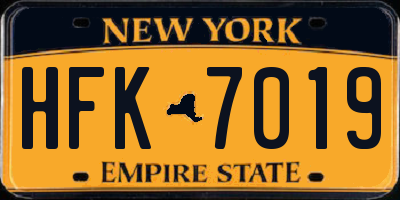 NY license plate HFK7019