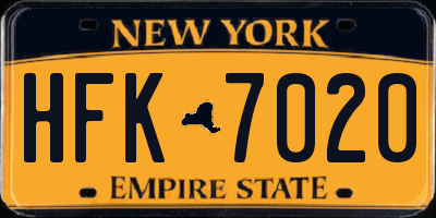NY license plate HFK7020
