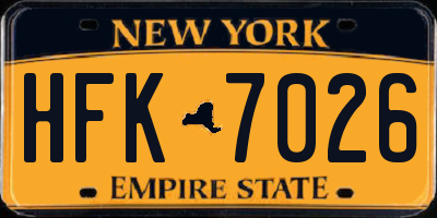 NY license plate HFK7026