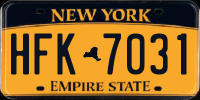 NY license plate HFK7031