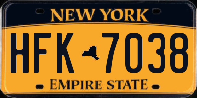 NY license plate HFK7038