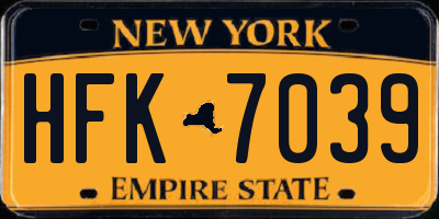 NY license plate HFK7039