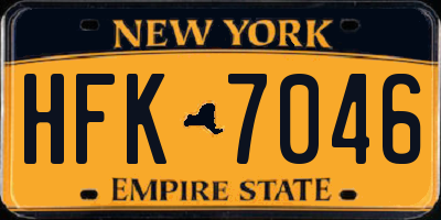 NY license plate HFK7046