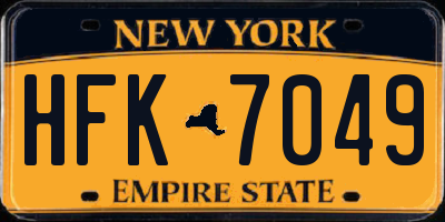 NY license plate HFK7049