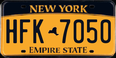 NY license plate HFK7050