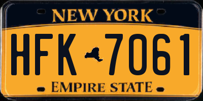 NY license plate HFK7061