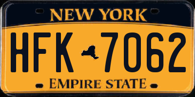 NY license plate HFK7062