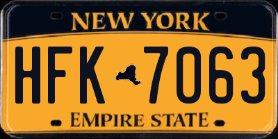 NY license plate HFK7063