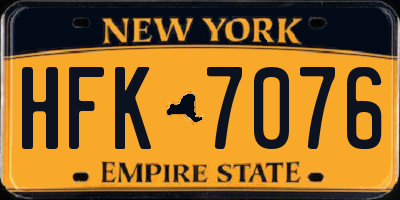 NY license plate HFK7076