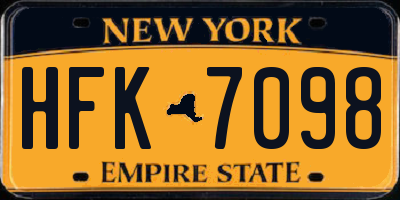 NY license plate HFK7098
