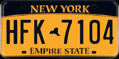 NY license plate HFK7104