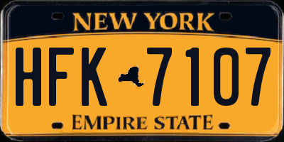 NY license plate HFK7107