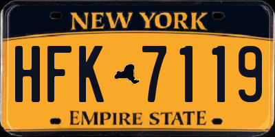 NY license plate HFK7119