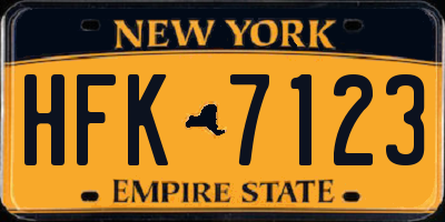 NY license plate HFK7123