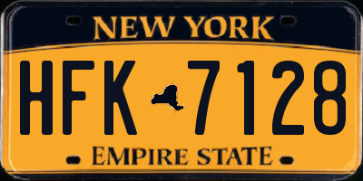 NY license plate HFK7128