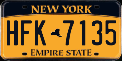 NY license plate HFK7135
