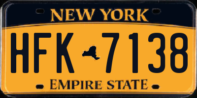 NY license plate HFK7138