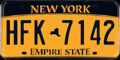 NY license plate HFK7142