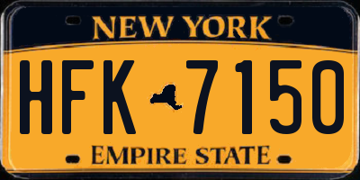 NY license plate HFK7150