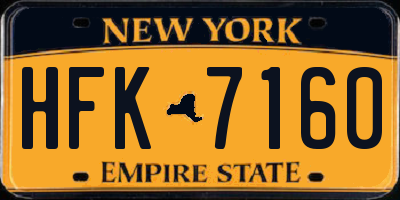 NY license plate HFK7160