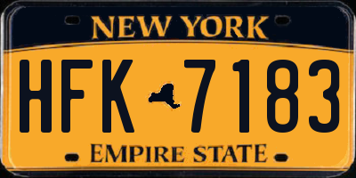 NY license plate HFK7183