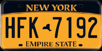 NY license plate HFK7192