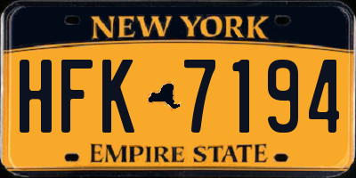 NY license plate HFK7194