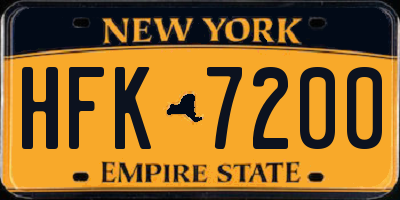 NY license plate HFK7200