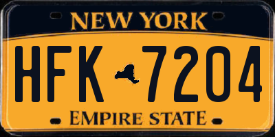 NY license plate HFK7204