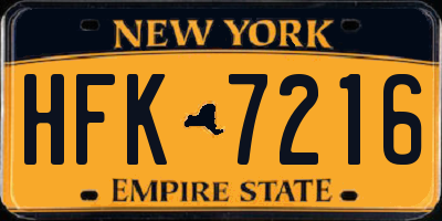 NY license plate HFK7216