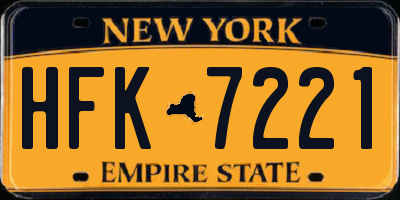 NY license plate HFK7221
