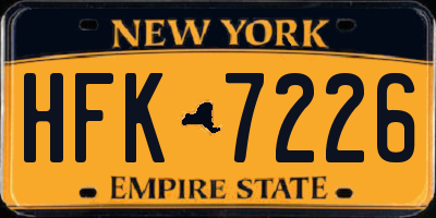 NY license plate HFK7226