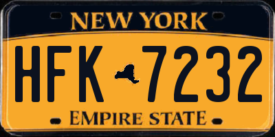 NY license plate HFK7232