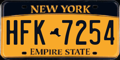 NY license plate HFK7254
