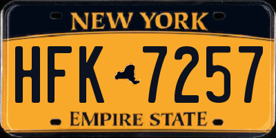 NY license plate HFK7257