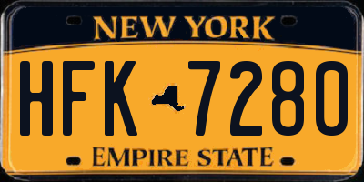 NY license plate HFK7280
