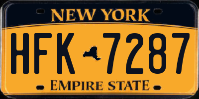 NY license plate HFK7287