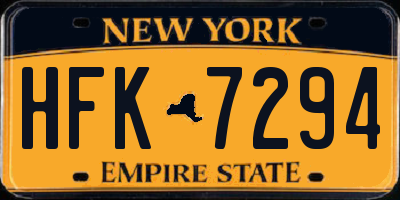 NY license plate HFK7294