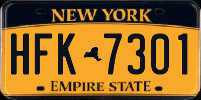 NY license plate HFK7301