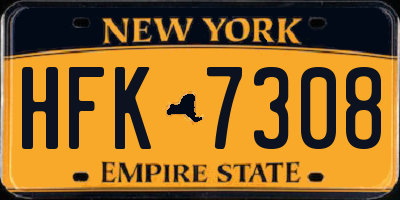 NY license plate HFK7308