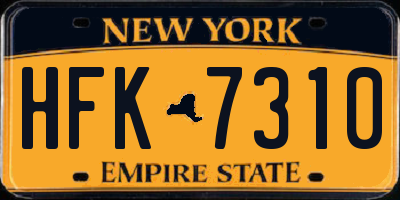 NY license plate HFK7310