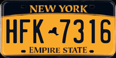 NY license plate HFK7316