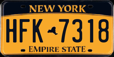 NY license plate HFK7318