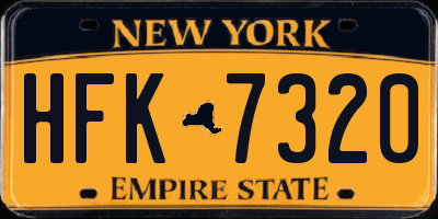 NY license plate HFK7320