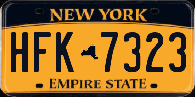 NY license plate HFK7323