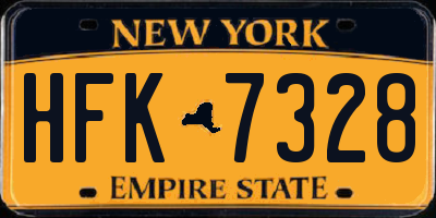 NY license plate HFK7328