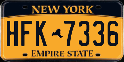 NY license plate HFK7336